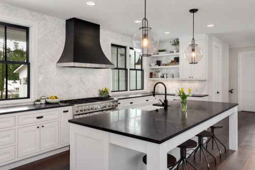 15 Black And White Kitchen Cabinets Ideas, Black And White Kitchen Lighting Ideas