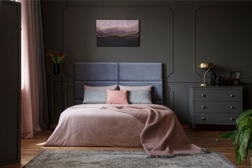 Peach and grey deals bedroom