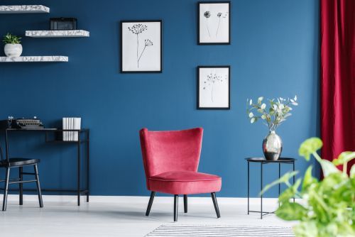 Blue and red home interior colour combination