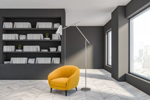 Grey and yellow home interior colour combination