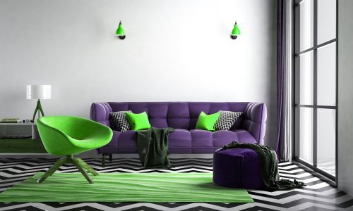 Green and purple home interior colour combination