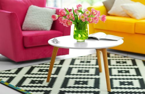 Pink and yellow home interior colour combination