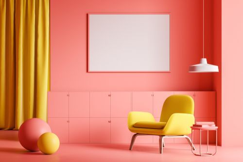 Yellow and pink home interior colour combination