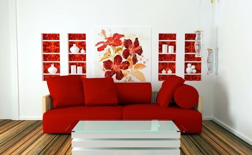White and red home interior colour combination