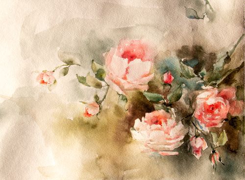 blooming pink rose feng shui paintings