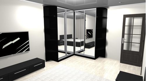 L shaped hot sale mirrored wardrobe