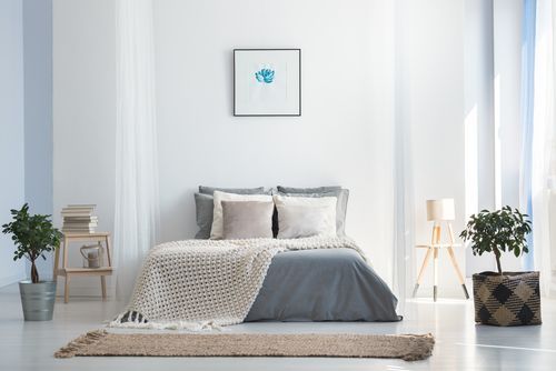Blue, White and Ivory Colour Combination for Bedroom