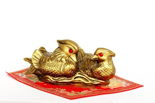 Brass feng shui mandarin ducks
