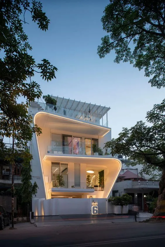 A modern and luxurious white bungalow house design.