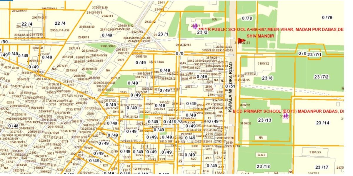 screenshot of delhi land record gis maps