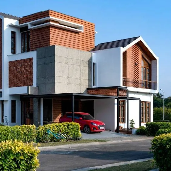 A simple and sustainable bungalow house design from the outskirts of Bangalore. 