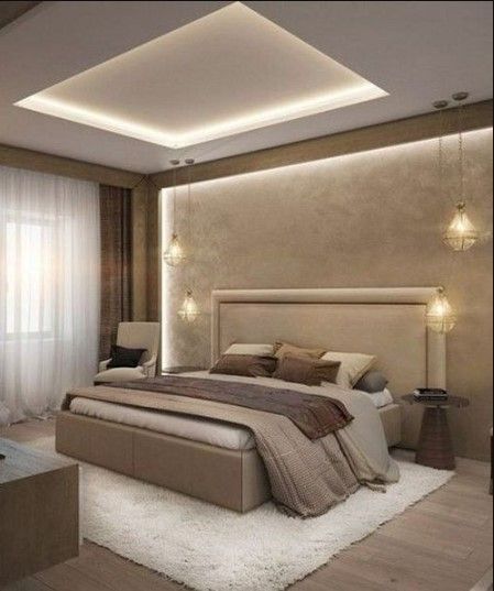 Simple-Bedroom-Interior-Design-with-a-False-Ceiling