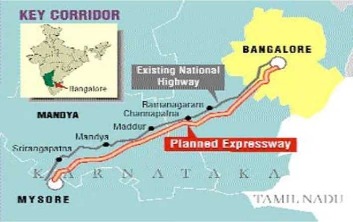 Image Of Bangalore Mysore Expressway Route Map 0 1200 