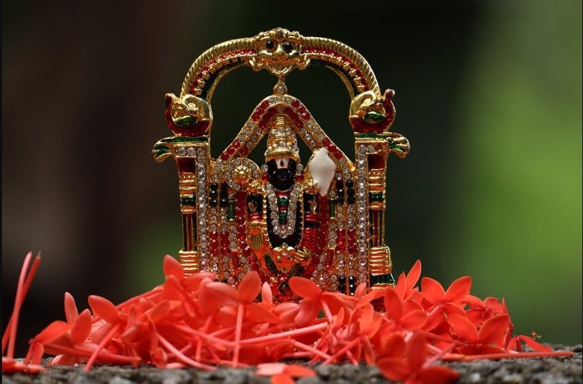 Lord Venkateshwara being worshipped as a part of Ugadi festival