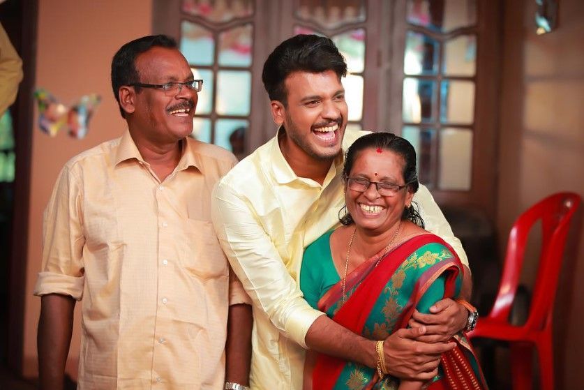 A family all dressed up as a part of Ugadi festival