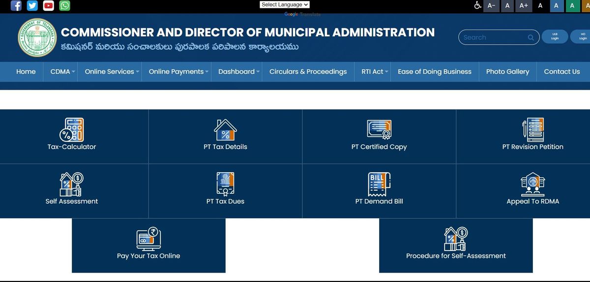 Website for Self-Assessment of Nizampet Property Tax