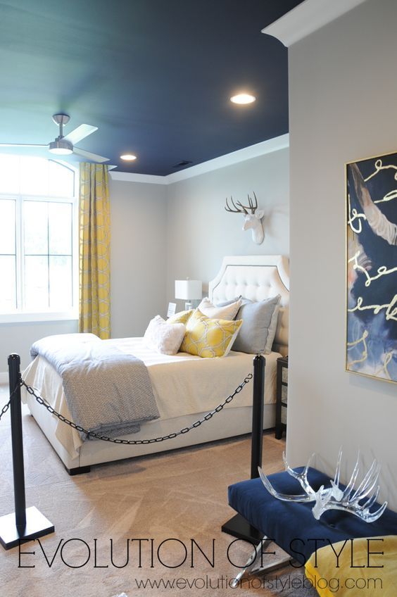Blue POP ceiling bedroom design