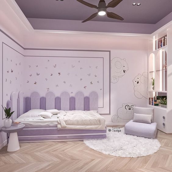 Delicate Lilac ceiling design for bedroom