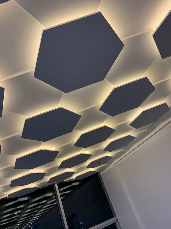 Geometric shape ceiling design for bedroom