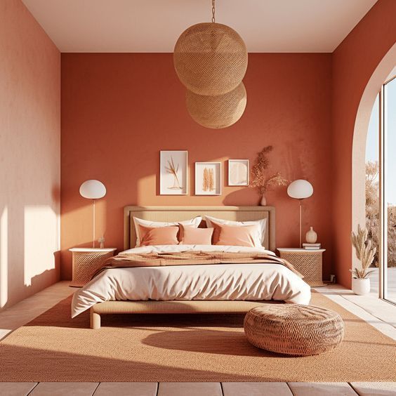 Coral bedroom colour scheme
