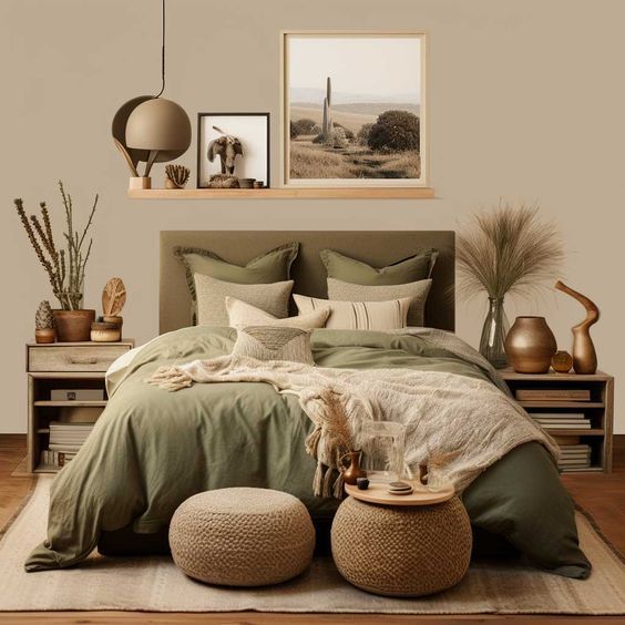 Earthy bedroom colour scheme