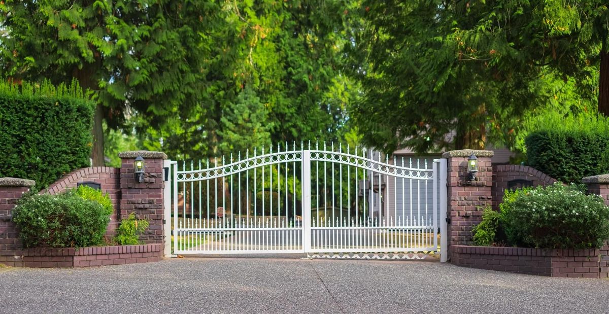 Classic and traditional white wrought iron door