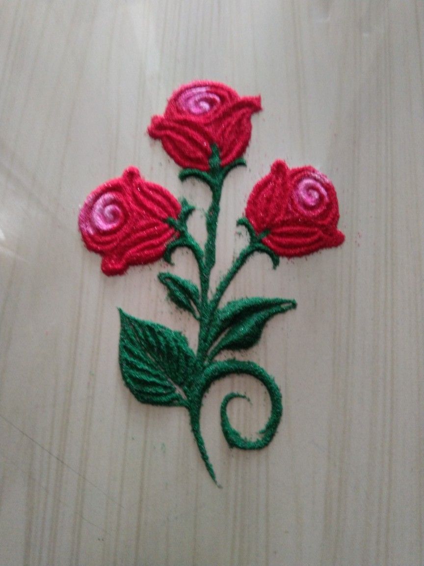 Easy Rose Rangoli Design
