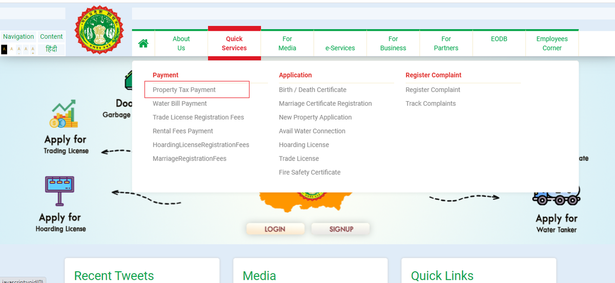 Online Bhopal property tax payment 