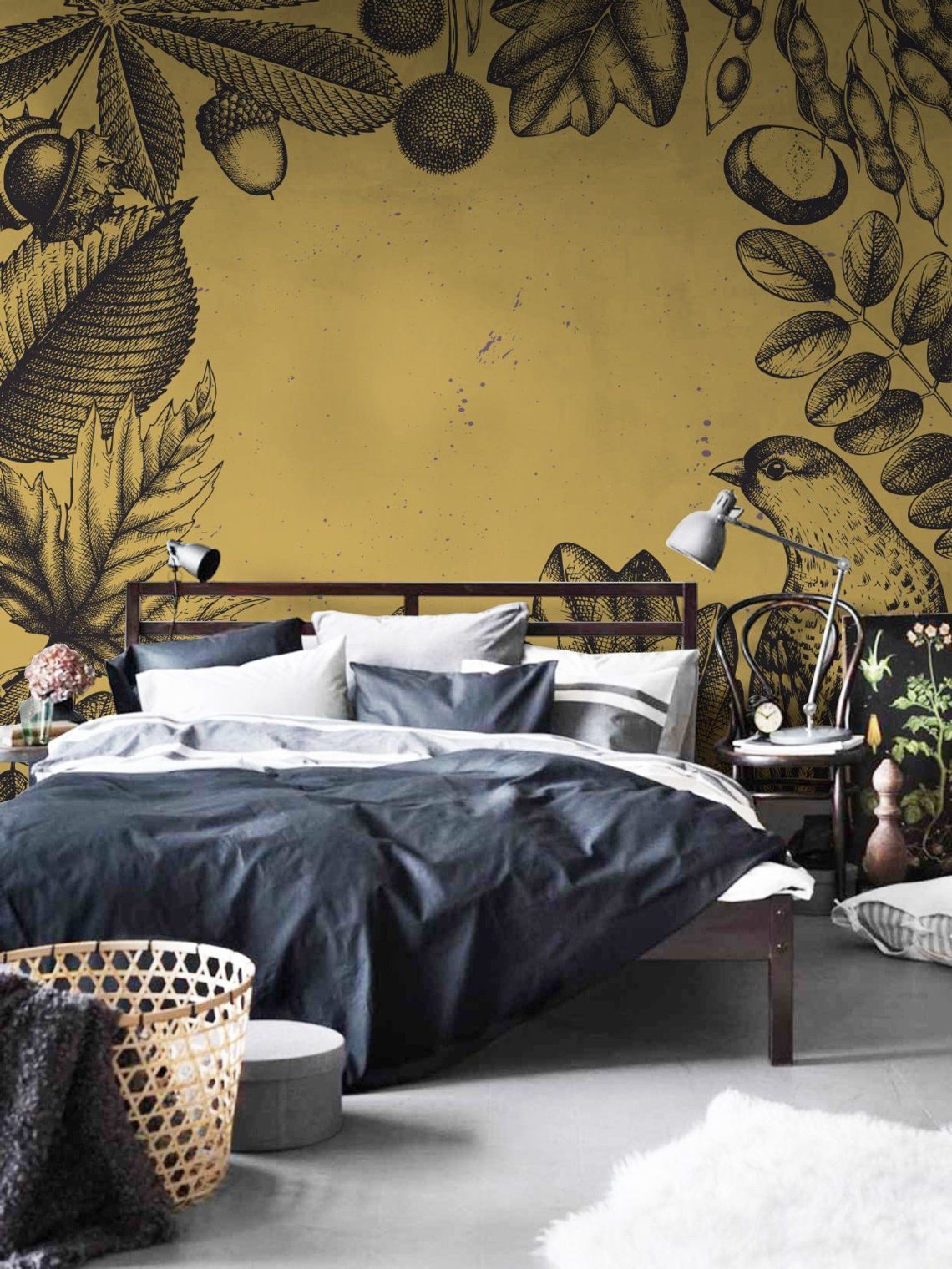 Yellow and Brown Bedroom Wall Colour Combination