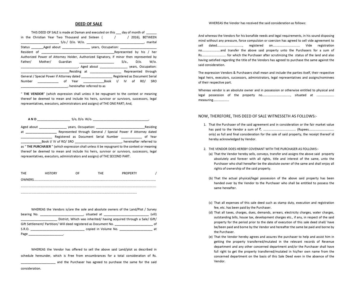 Sample sale deed format combined