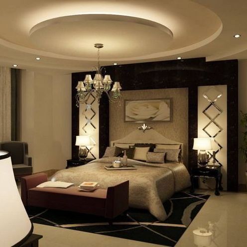 Modern POP ceiling for hall with chandelier