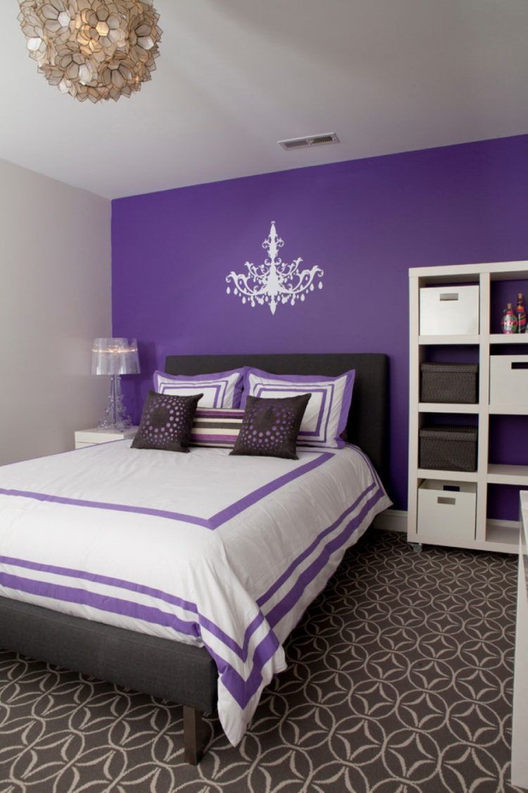  purple and white two colour combination for bedroom walls