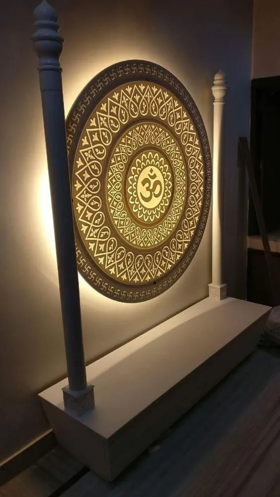 A backlit Om Mandala wall backdrop for your modern home