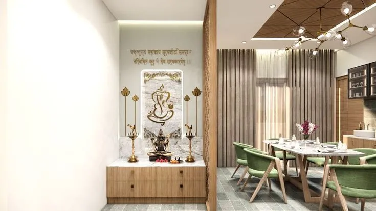 Partition pooja room design in a home