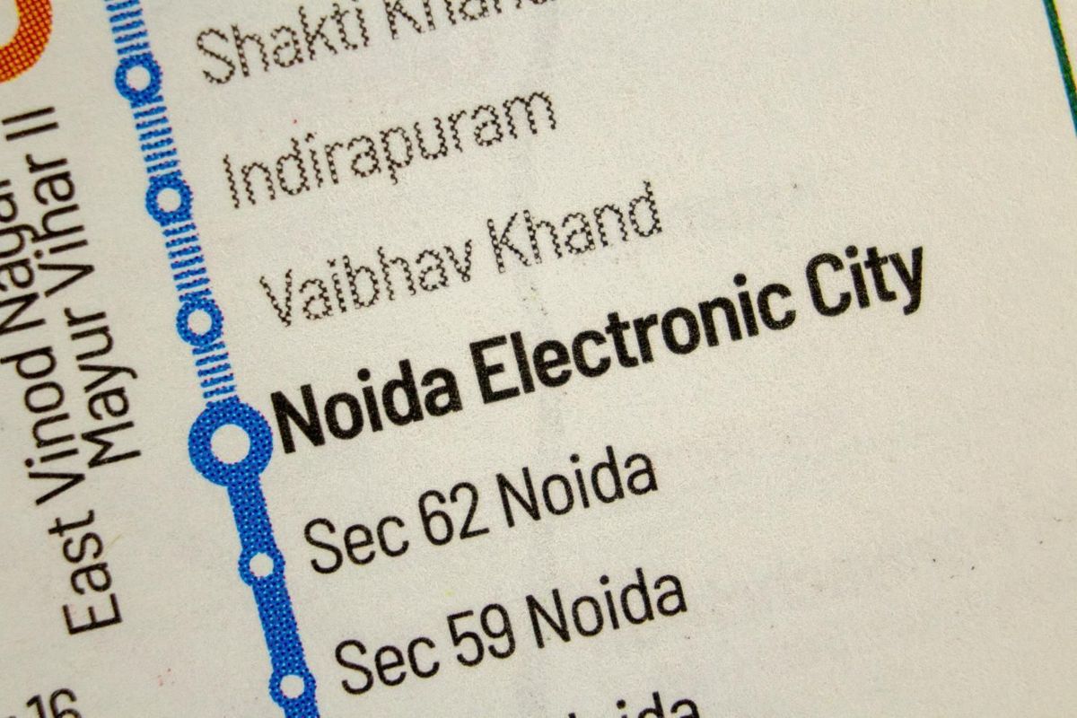 Noida Electronic City Metro Station on Blue Line of Delhi Metro