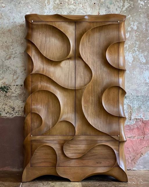 A hand-carved wooden wardrobe