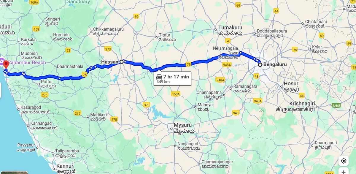 Bangalore Mangaluru Expressway map via Hassan