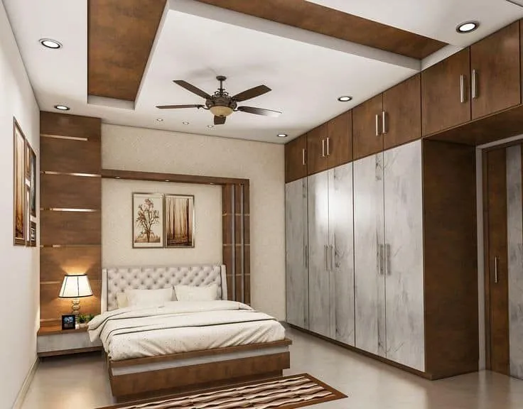 A modern home with an aesthetic and elegant full wall almirah design