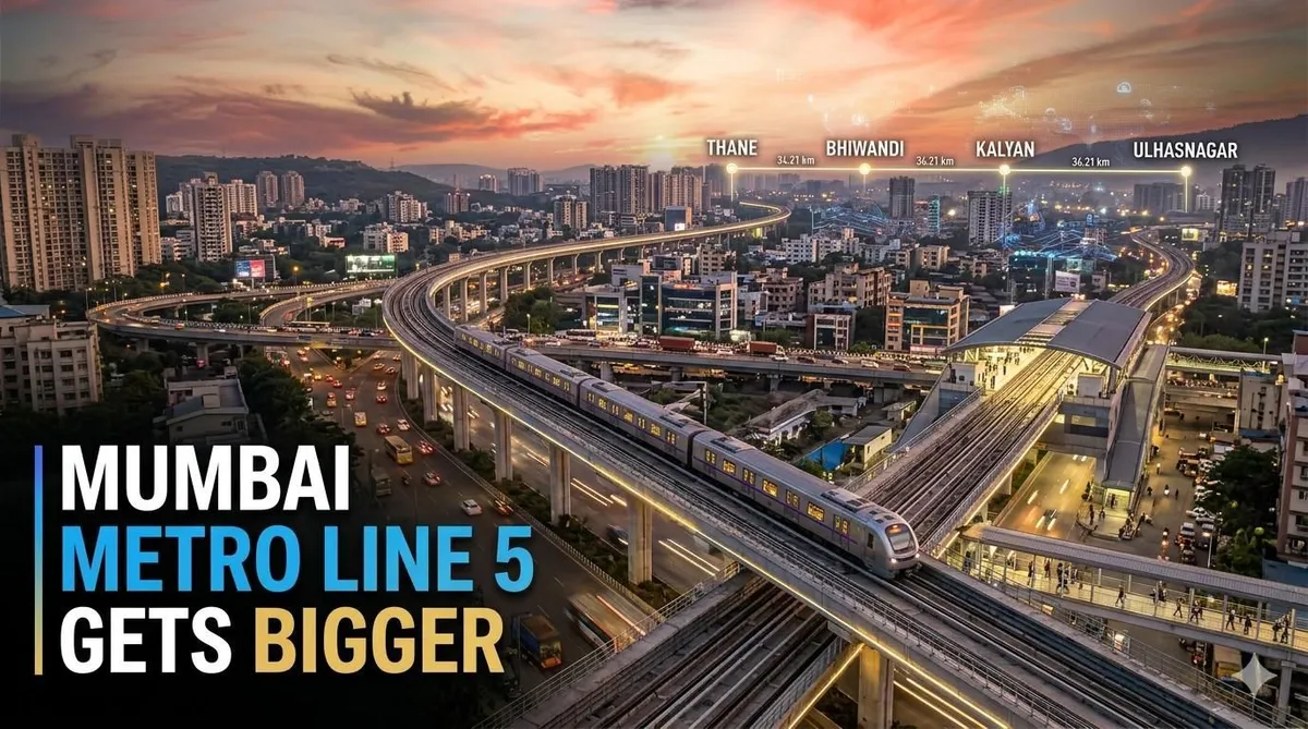 Mumbai Metro Line 5 Expanded to 34.21 km to Link Thane, Bhiwandi, Kalyan and Ulhasnagar