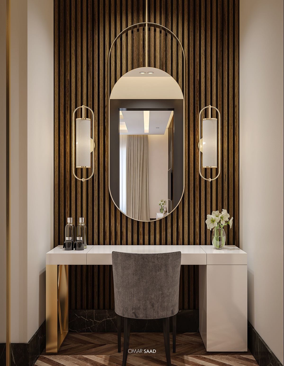 mirror designs for dressing room Elegant Dressing Table with LED Backlit Mirror & Storage
