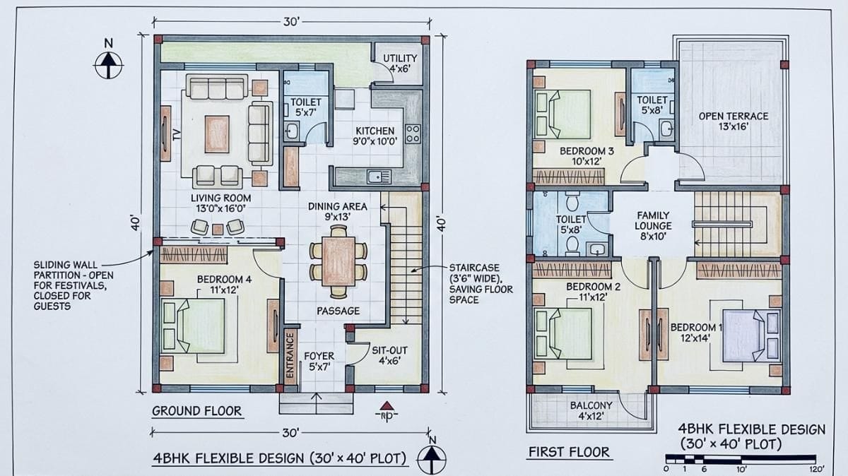 Ten 4 BHK House Design Plans with Practical Room Layouts