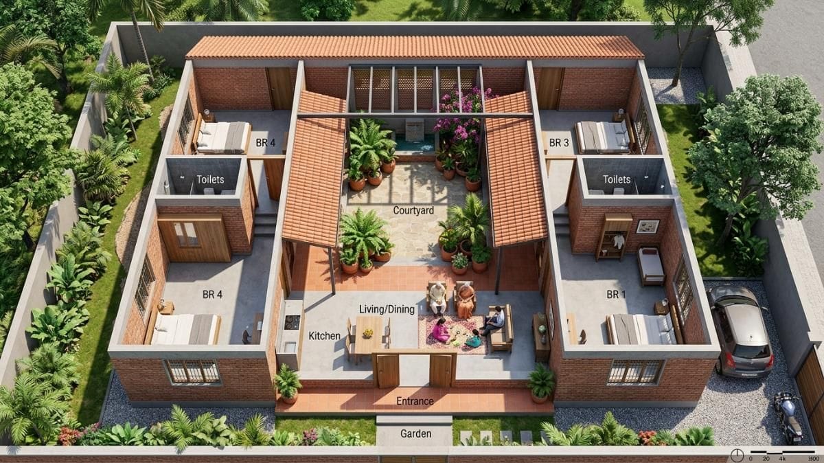 Ten 4 BHK House Design Plans with Practical Room Layouts