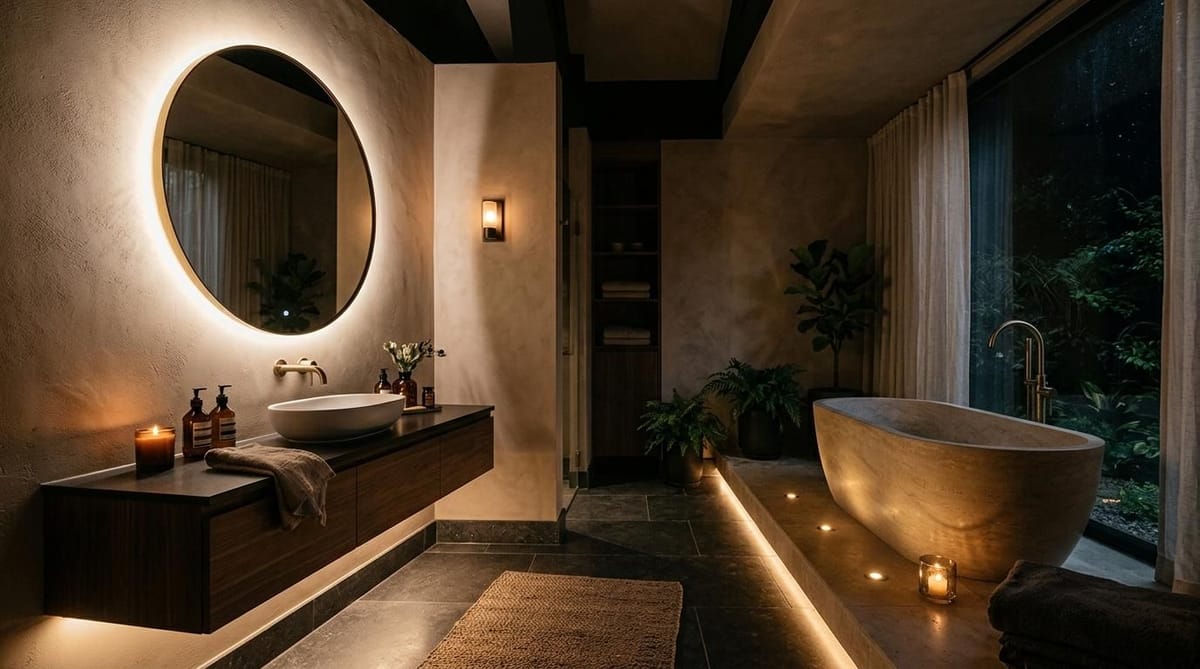 layered lighting for luxury bathroom