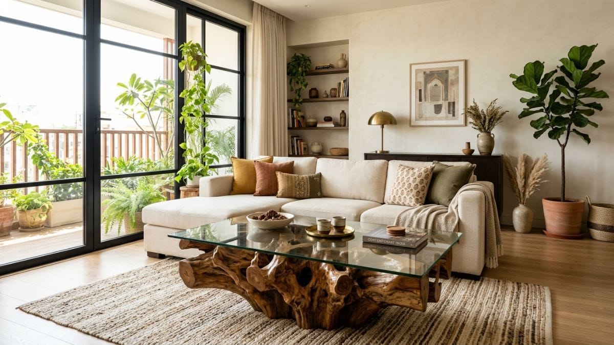 rustic tree trunk glass table furniture
