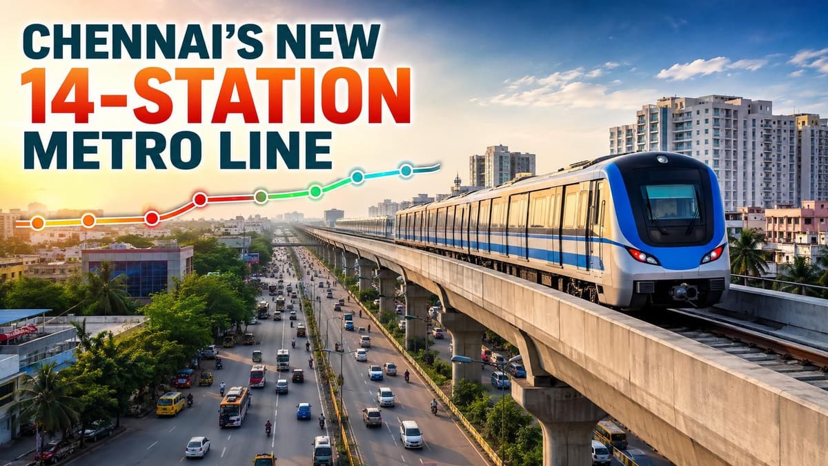 Chennai Metro’s Rs 8,779 Crore Poonamallee-Sunguvarchatram Extension With 14 Stations to Move Ahead