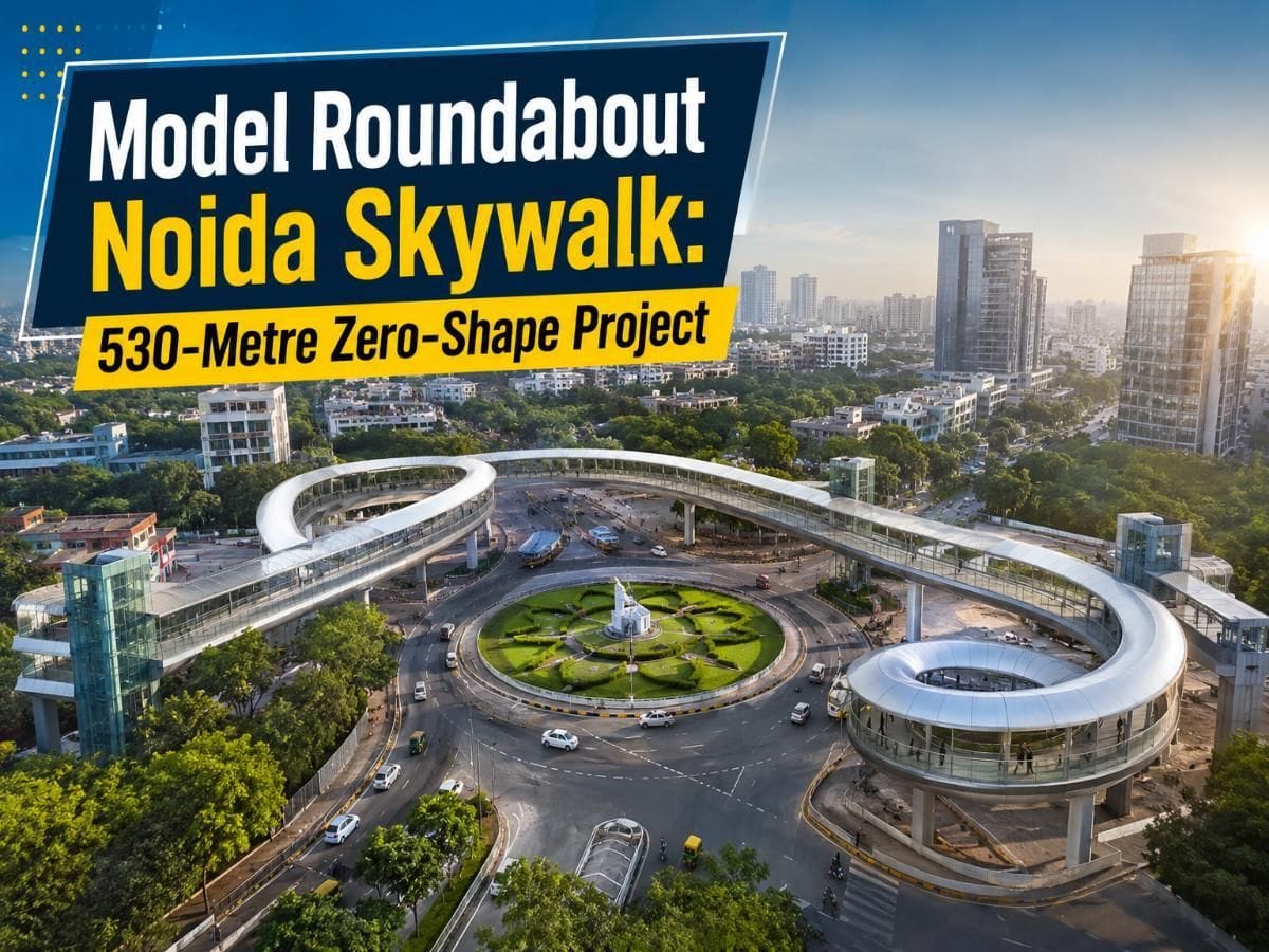 Noida Zero-Shape Skywalk Construction Begins at Model Roundabout; 530-Metre Project Explained