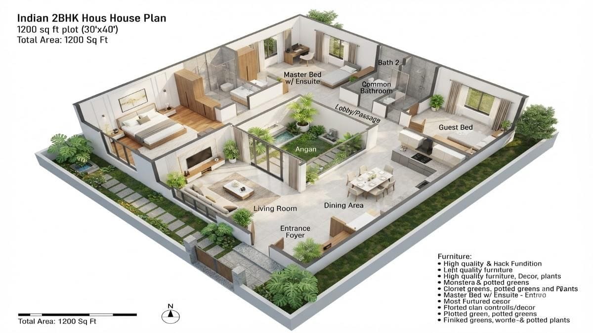 8 Best 1200 Sq Ft 2BHK House Plans for Modern Homes