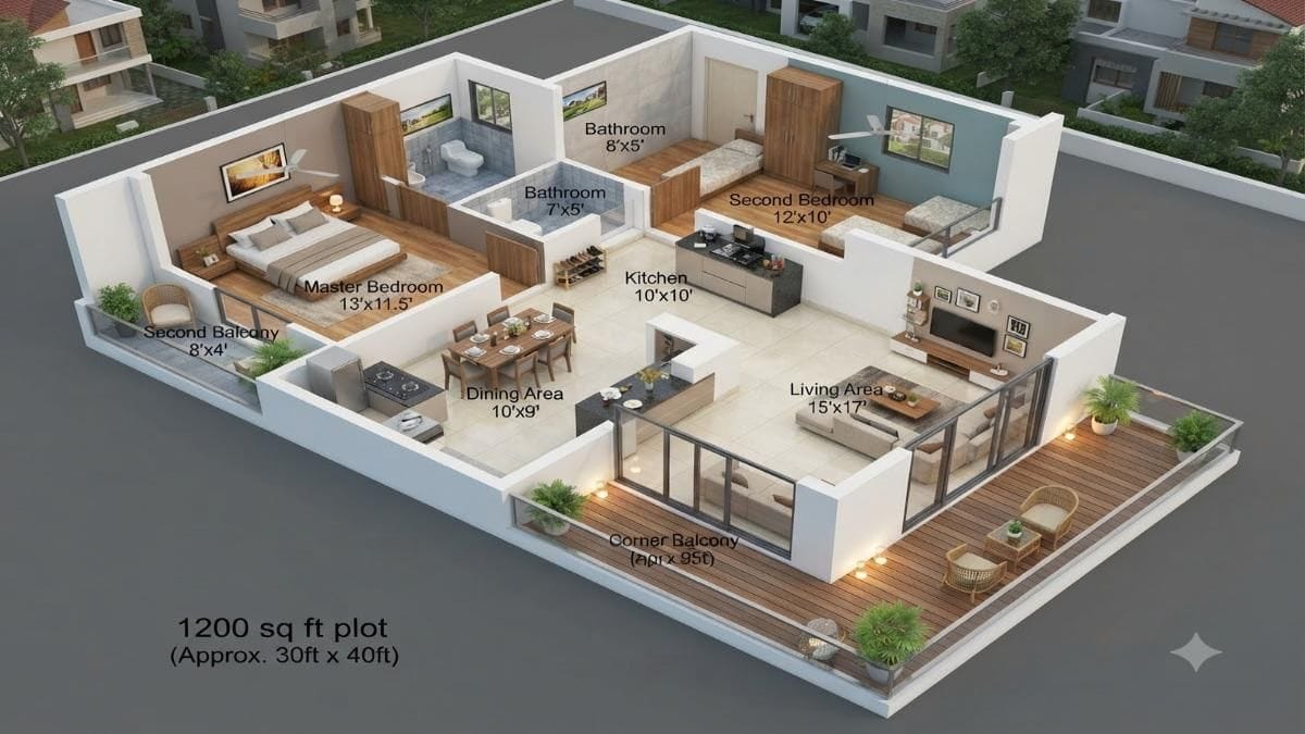8 Best 1200 Sq Ft 2BHK House Plans for Modern Homes