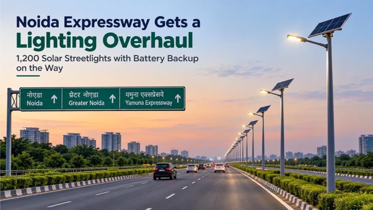 Noida Expressway Gets 1,200 Solar Streetlights with Battery Backup on the Way