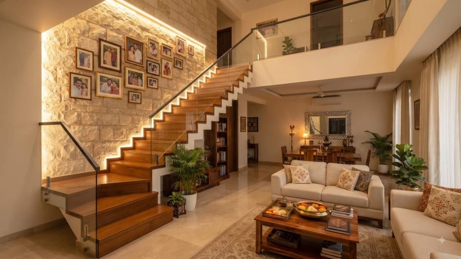 Staircase with a Backlit Wall: 9 Stunning Ideas for Modern Indian Homes